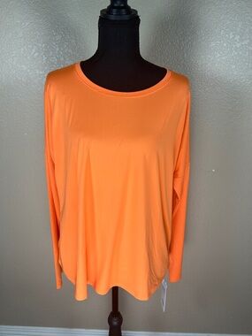 CRZ Yoga Bright Orange Long Sleeve Scoop Neck Top NWT Size Large 12